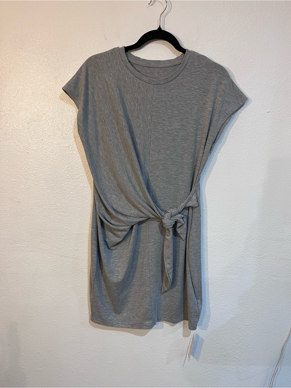 NWT Cupshe Heather Grey Side Tie T-Shirt Mini Dress Size Medium
